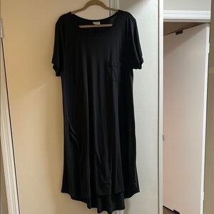 LuLaRoe Black Casual Midi Dress Short Sleeve Scoop Neck